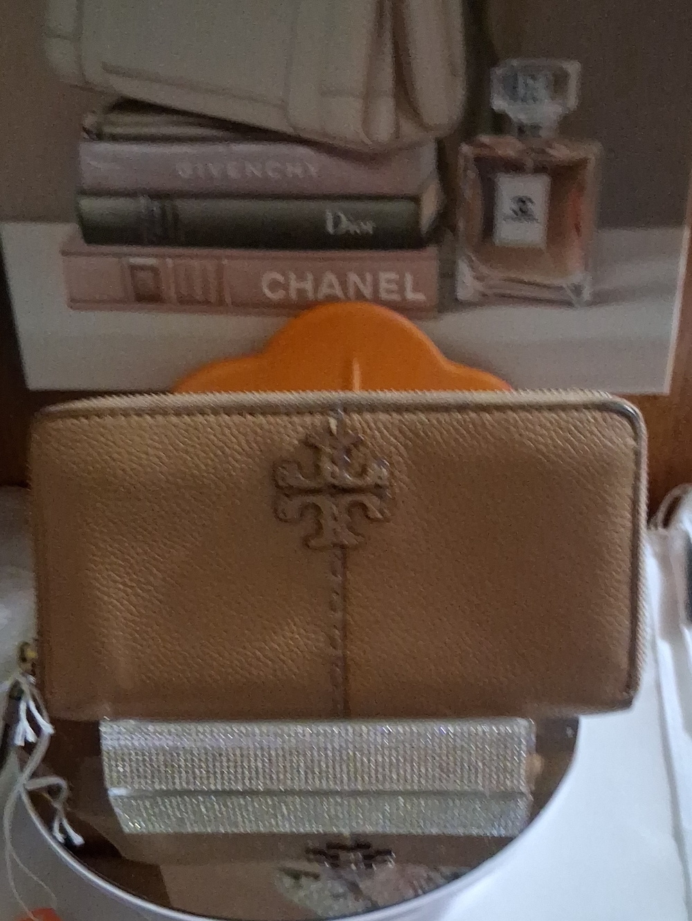 Tory Burch Tan Leather Zip-Around Wallet